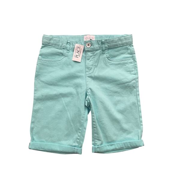 Newt The Children Place Girls Size 10 yrs Aqua Roll Cuff Twill Skimmer Shorts - Picture 1 of 10